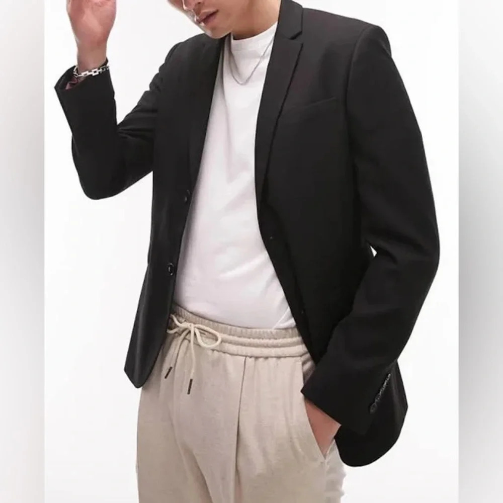 Topman Black Sport Coat Modern Tailored Fit - Picture 15 of 15